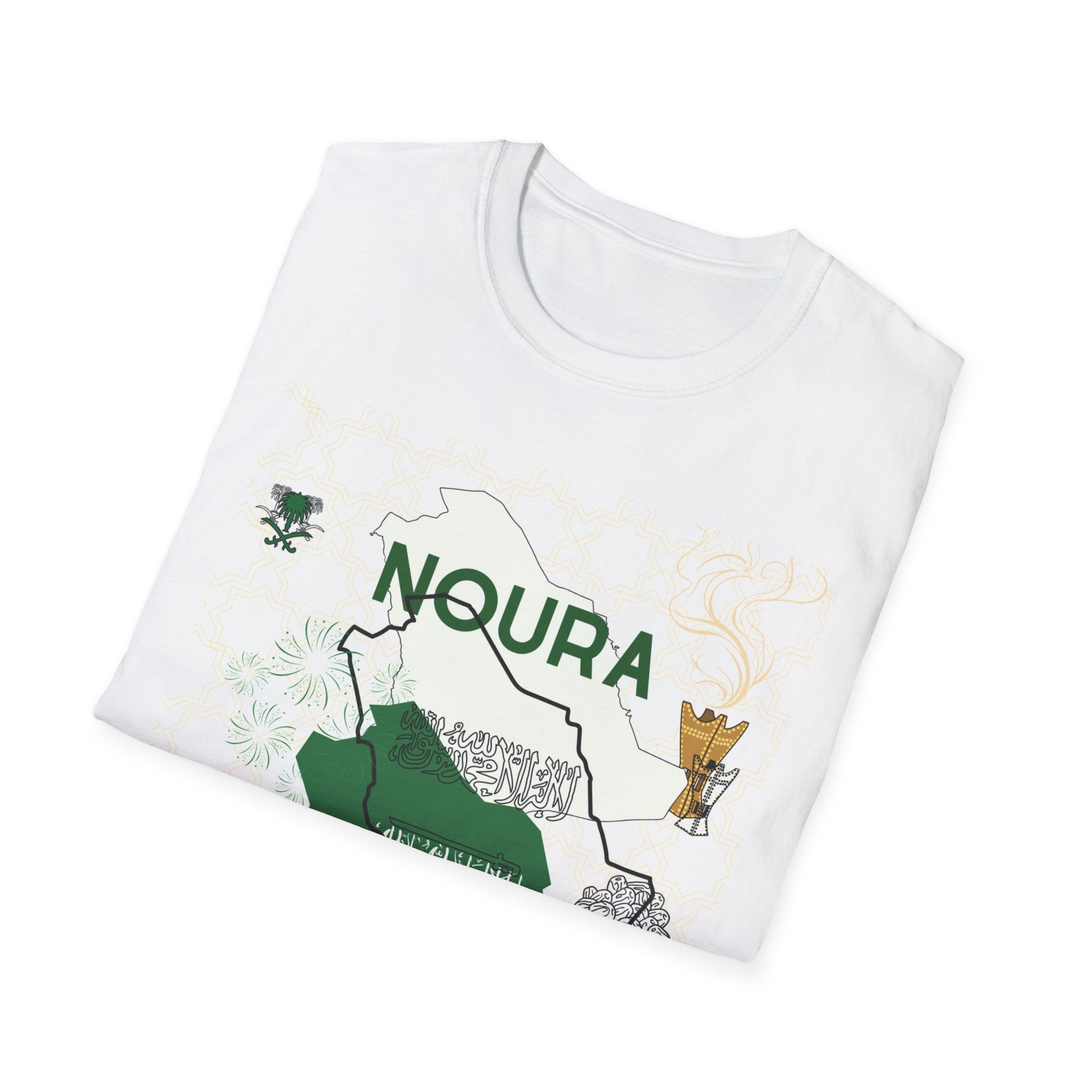 Saudi Arabia Map Name Tee — “NOURA” Personalized Saudi Map T-Shirt