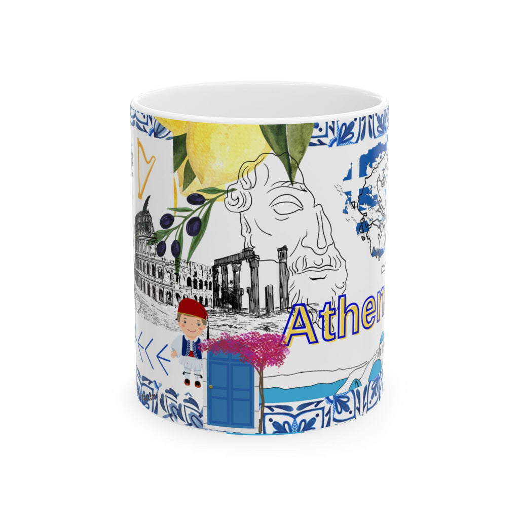 Athens Greece Collage Ceramic Mug — 11oz/15oz Travel Souvenir Coffee Cup