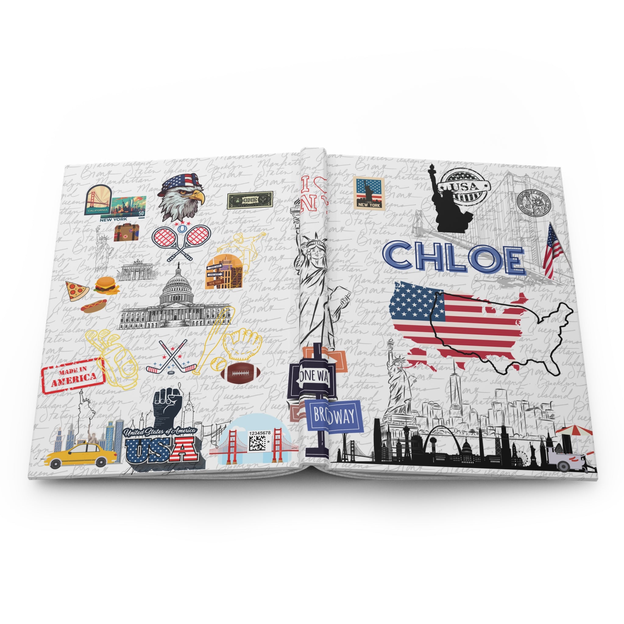 United states  Hardcover Journal — Matte Travel Notebook