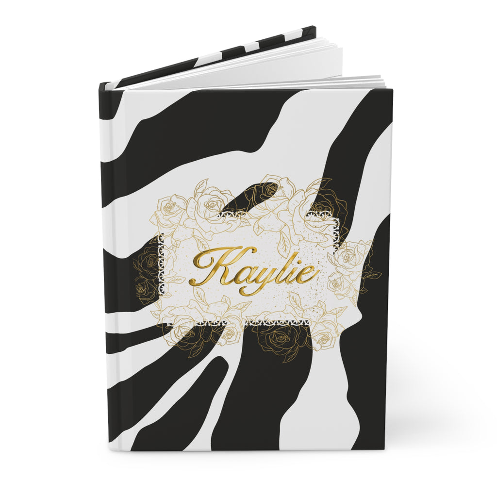 Zebra Luxe Hardcover Journal — Personalized "Kaylie" Gold Script