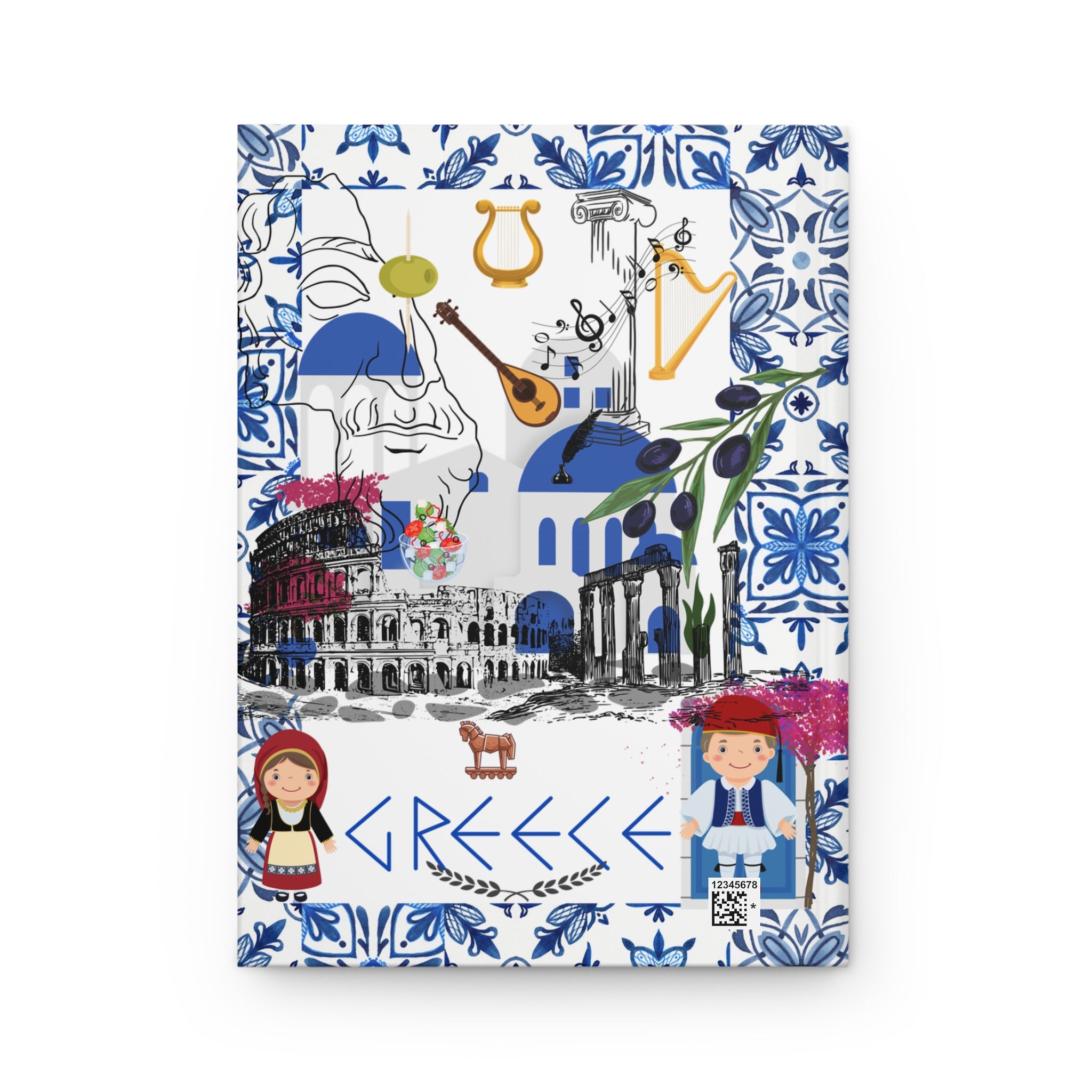 Greece Hardcover Journal — Matte Travel Notes & Greek-Inspired Notebook