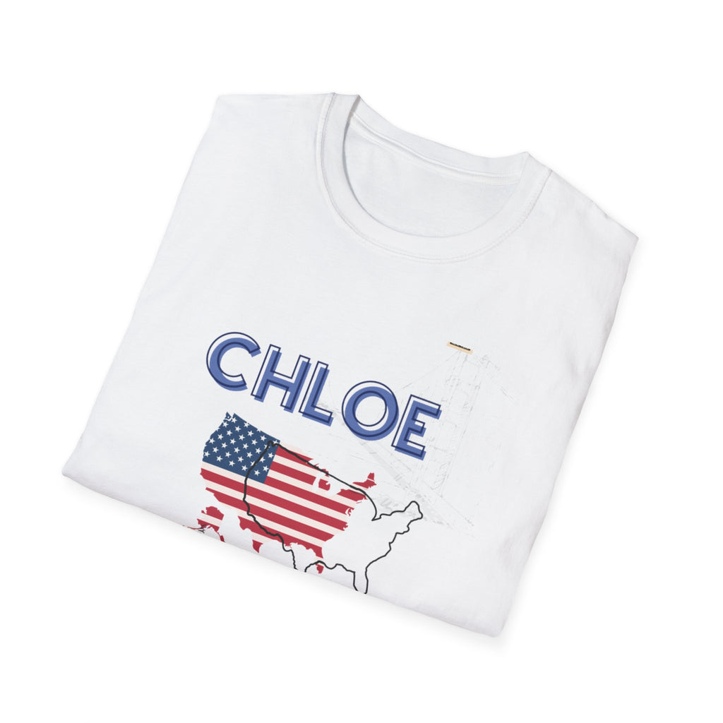 Chloe American Flag Map T-Shirt — Personalized USA Skyline Patriotic Tee