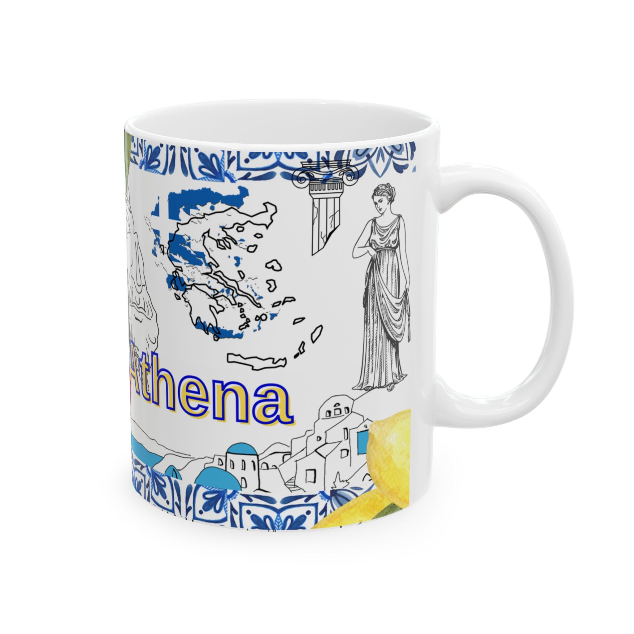 Athens Greece Collage Ceramic Mug — 11oz/15oz Travel Souvenir Coffee Cup