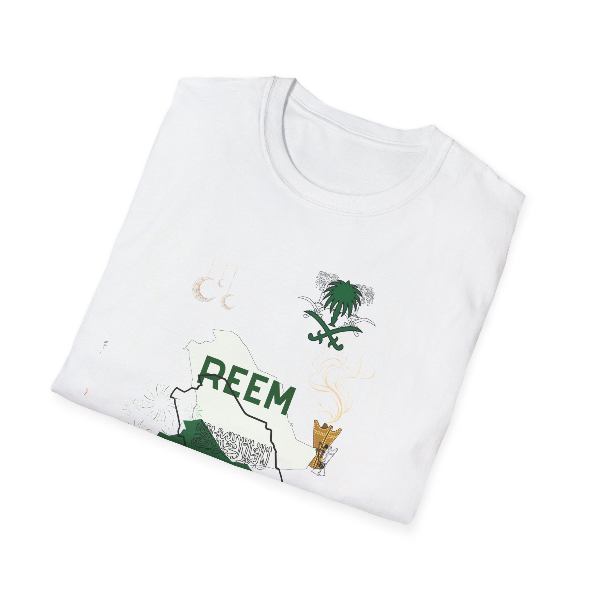 Saudi Arabia Map T-Shirt – 'REEM' Desert & Palm Design, Saudi Pride Gift