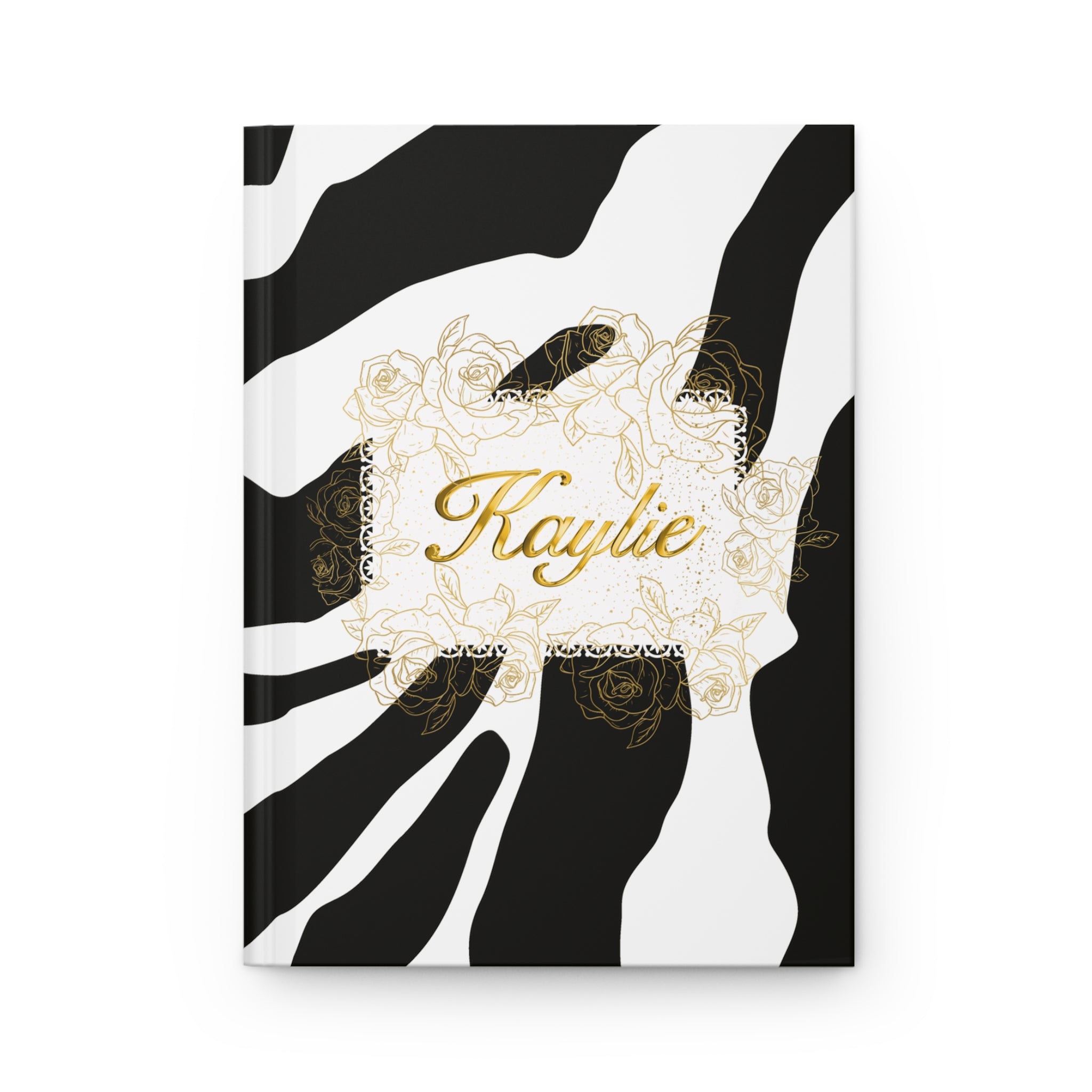 Zebra Luxe Hardcover Journal — Personalized "Kaylie" Gold Script