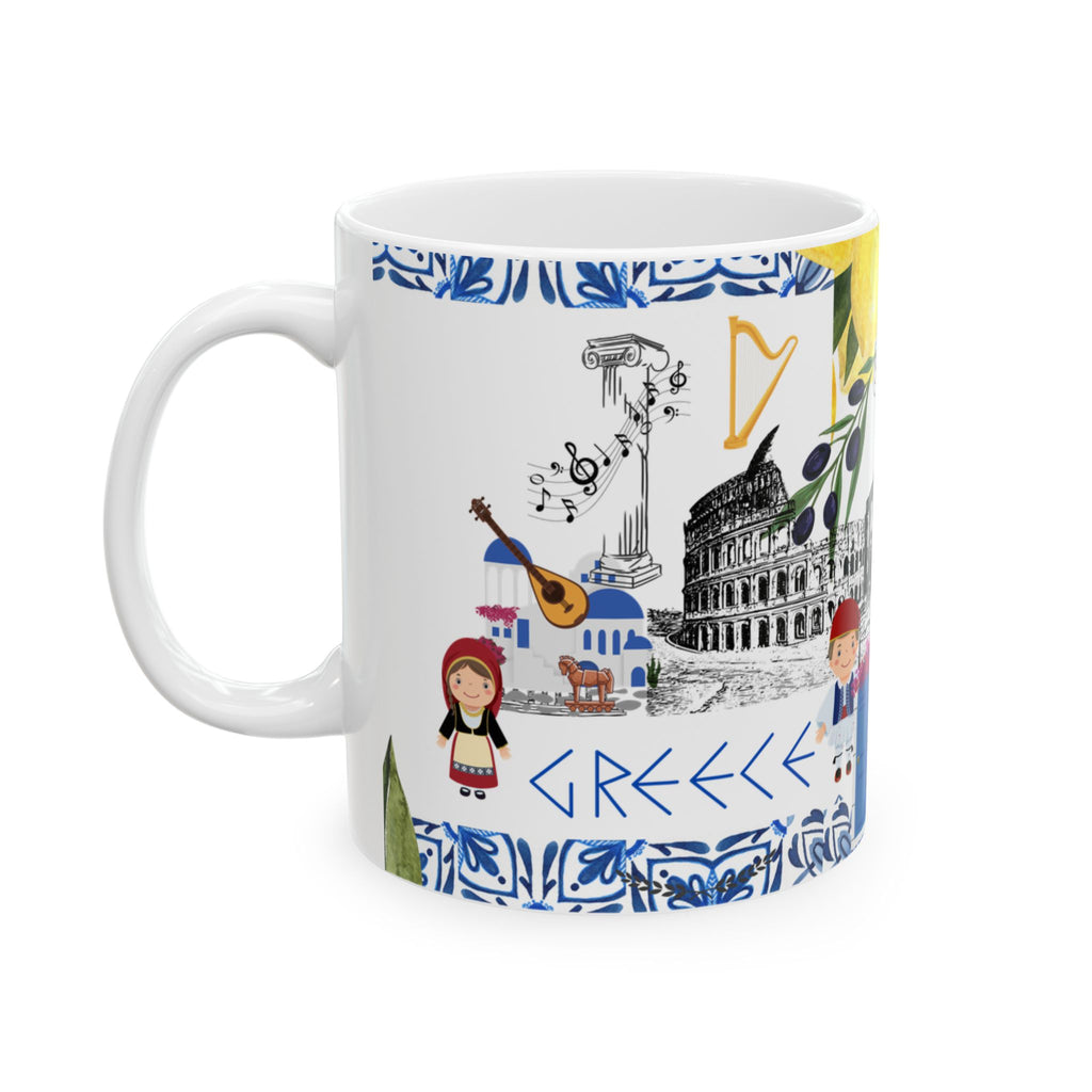 Athens Greece Collage Ceramic Mug — 11oz/15oz Travel Souvenir Coffee Cup