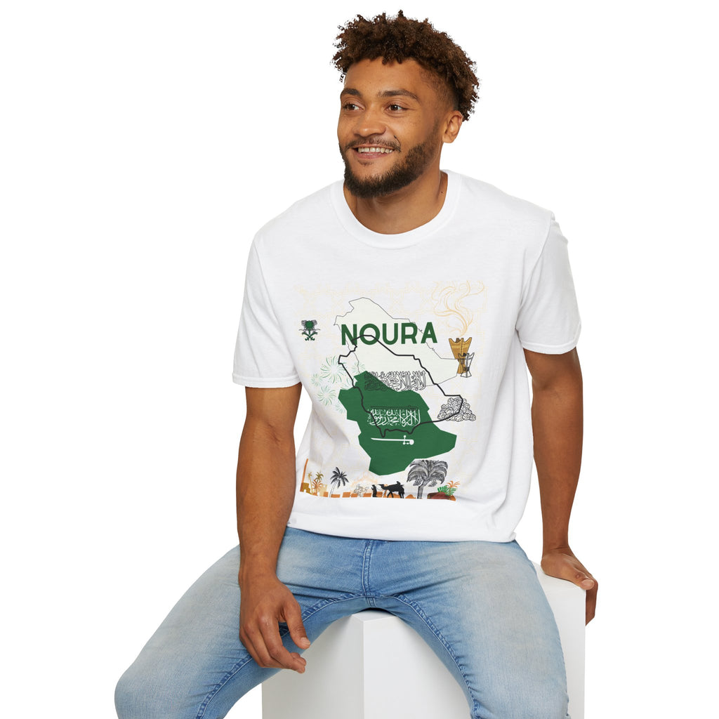 Saudi Arabia Map Name Tee — “NOURA” Personalized Saudi Map T-Shirt