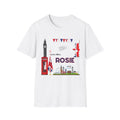 Personalised Rosie London Souvenir T‑Shirt — British Landmarks & Union Jack Design