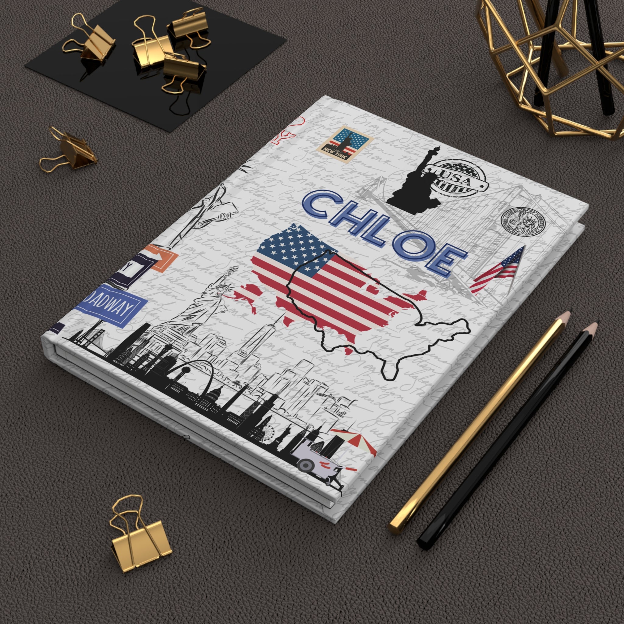 United states  Hardcover Journal — Matte Travel Notebook
