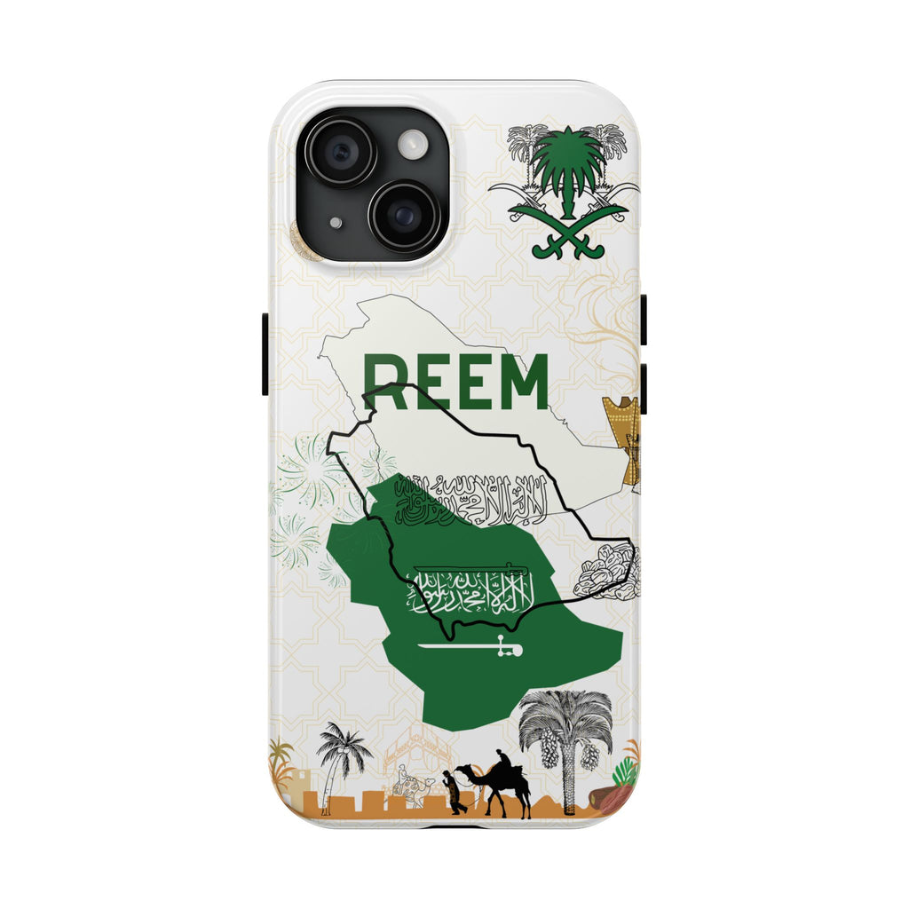 Saudi Arabia Personalized Tough Phone Case — Custom Text Phone Case, Gift for Travelers & Expats